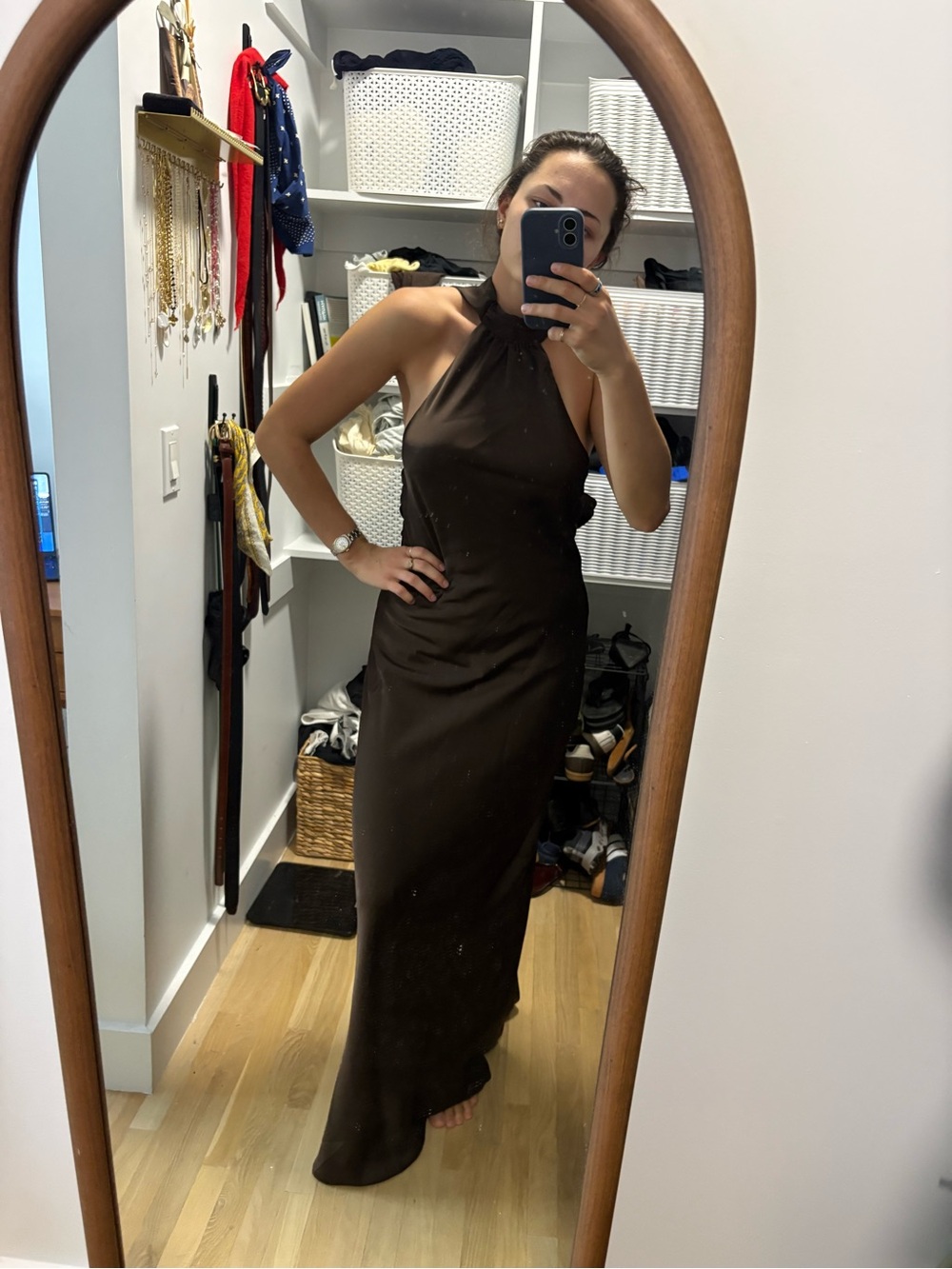 Peppermayo Brown Halter Maxi Dress